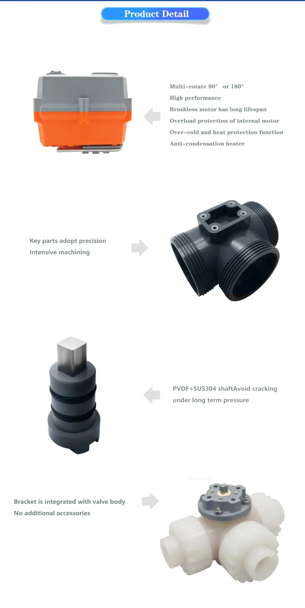 DN20 CPVC AC220V on-off Type Motor-Driven Three Way Valve